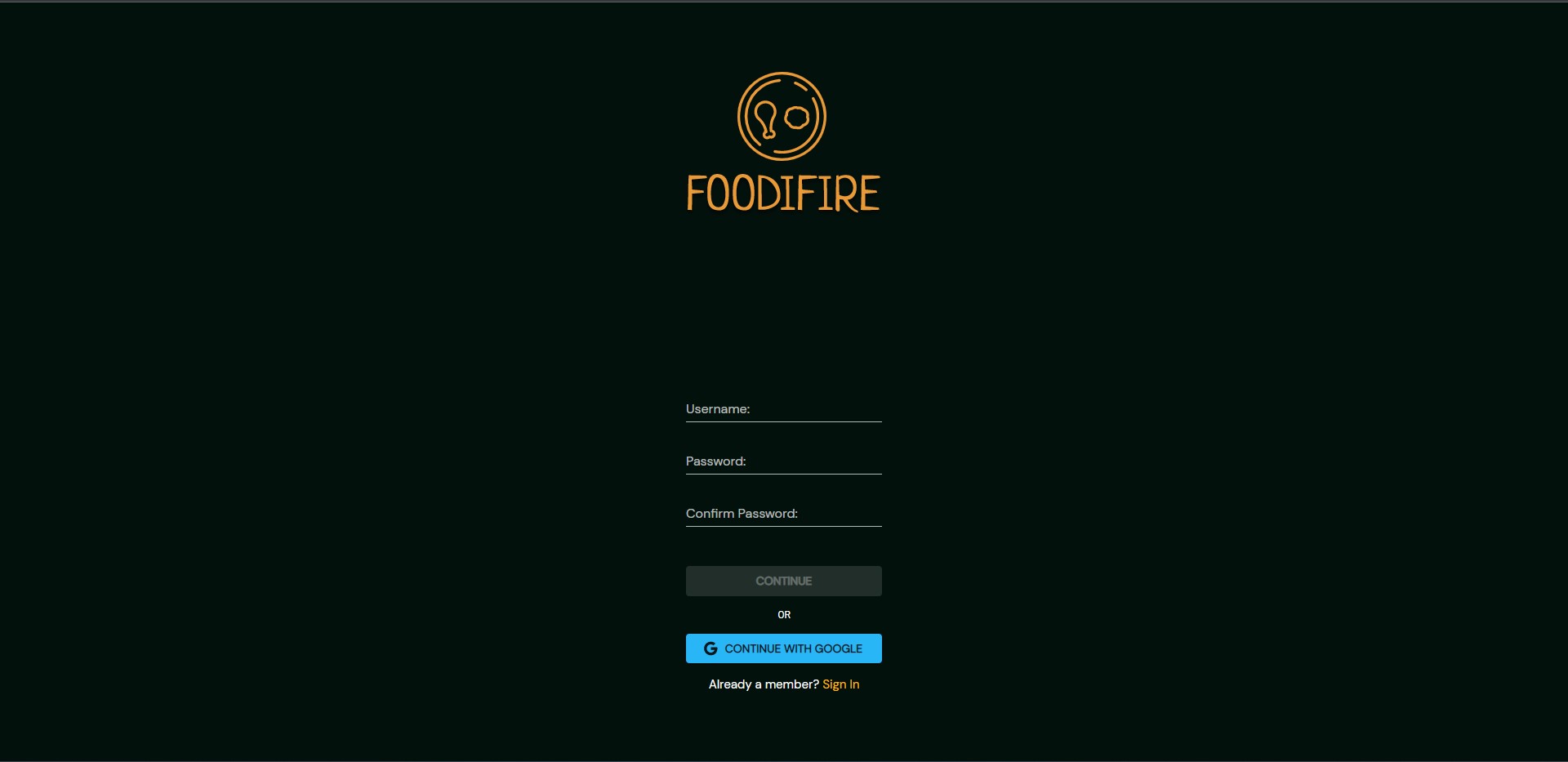 Foodifire web app